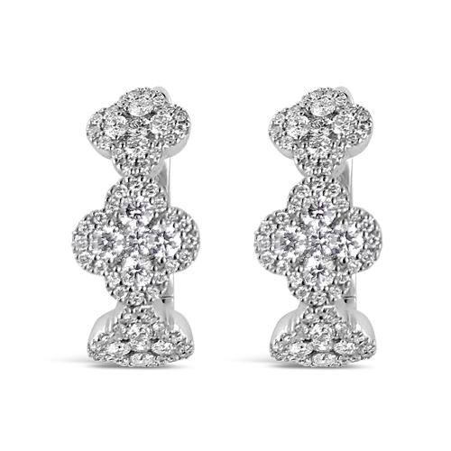 nature-inspired stud earrings for women -Triple Clover Diamond Earrings