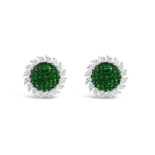 men’s silver stud earrings for formal wear -Tsavorite & Diamond Earrings