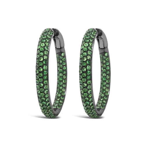 diamond stud earrings for everyday wear -Tsavorite Hoop Earrings