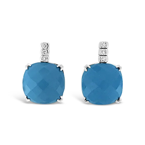 bold stud earrings for fashion lovers -Turquoise & Diamond Earrings