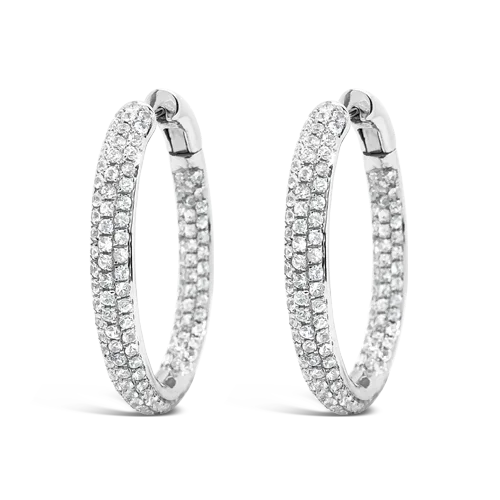 crystal stud earrings for women -White Sapphire Hoop Earrings