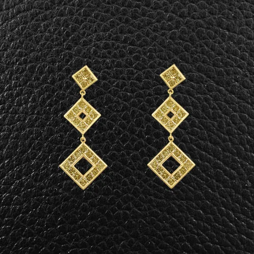 double stud earrings for a unique look -Yellow Diamond Squares Earrings