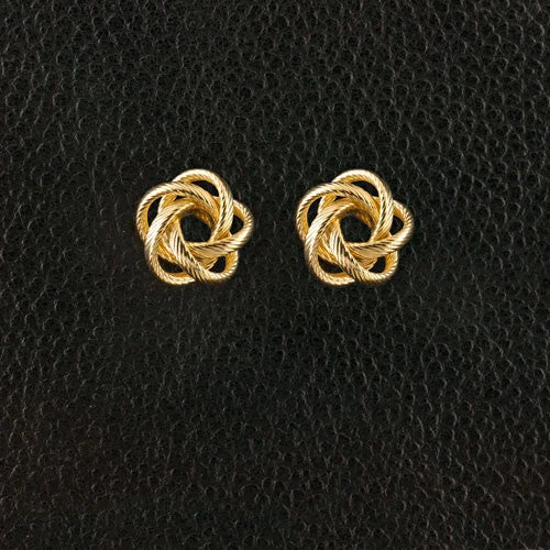 gold stud earrings for women -Yellow Gold Estate Knot Earrings