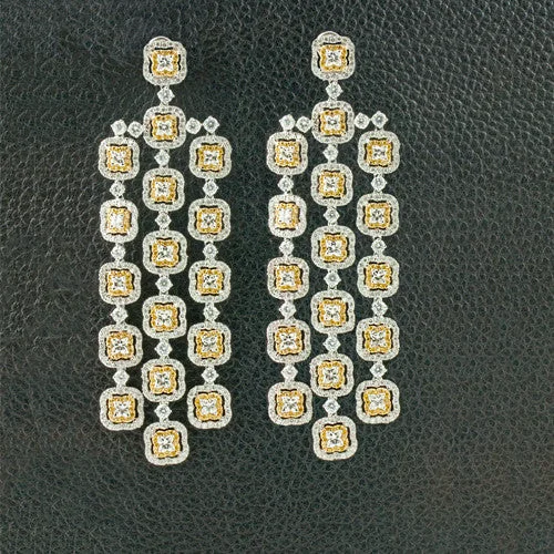 emerald stud earrings for women -Yellow & White Diamond Chandelier Earrings